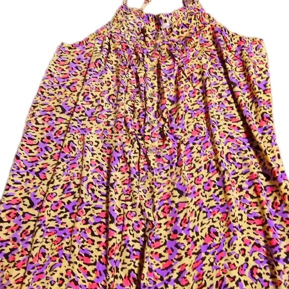 KARMA Hwy Silky Relaxed Palazzo Jumper Purple Leopard NWT OS - Picture 4 of 8